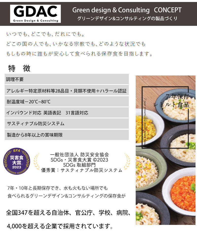 The Next Dekade 7年保存レトルト食品 6種類セット 一般社団法人防災安全協会災害食大賞© 日本アジアハラール協会認証取得製品